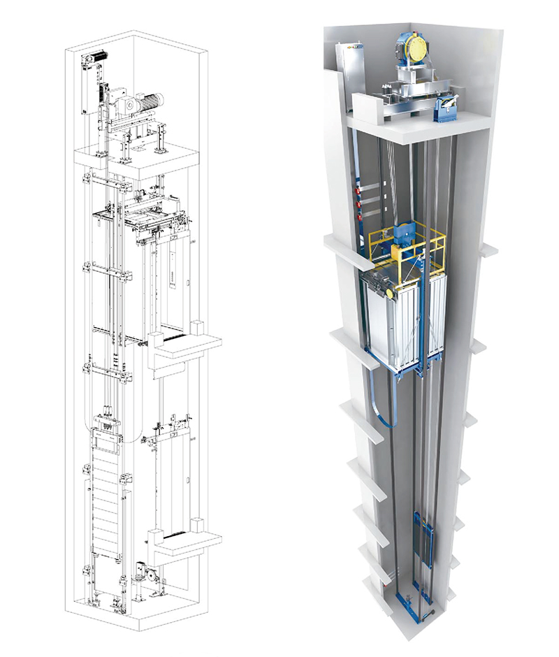 Elevator Structure Line Drawing